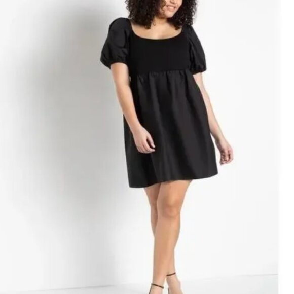 NTW Eloquii Black Puff Sleeve Mini Dress - Picture 6 of 6